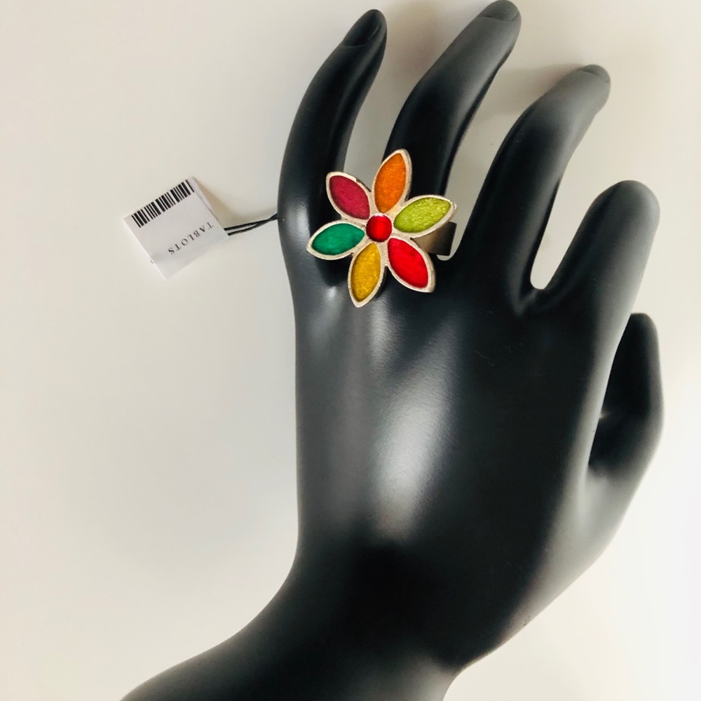 NWT Talbots Colorful Daisy Silver Ring